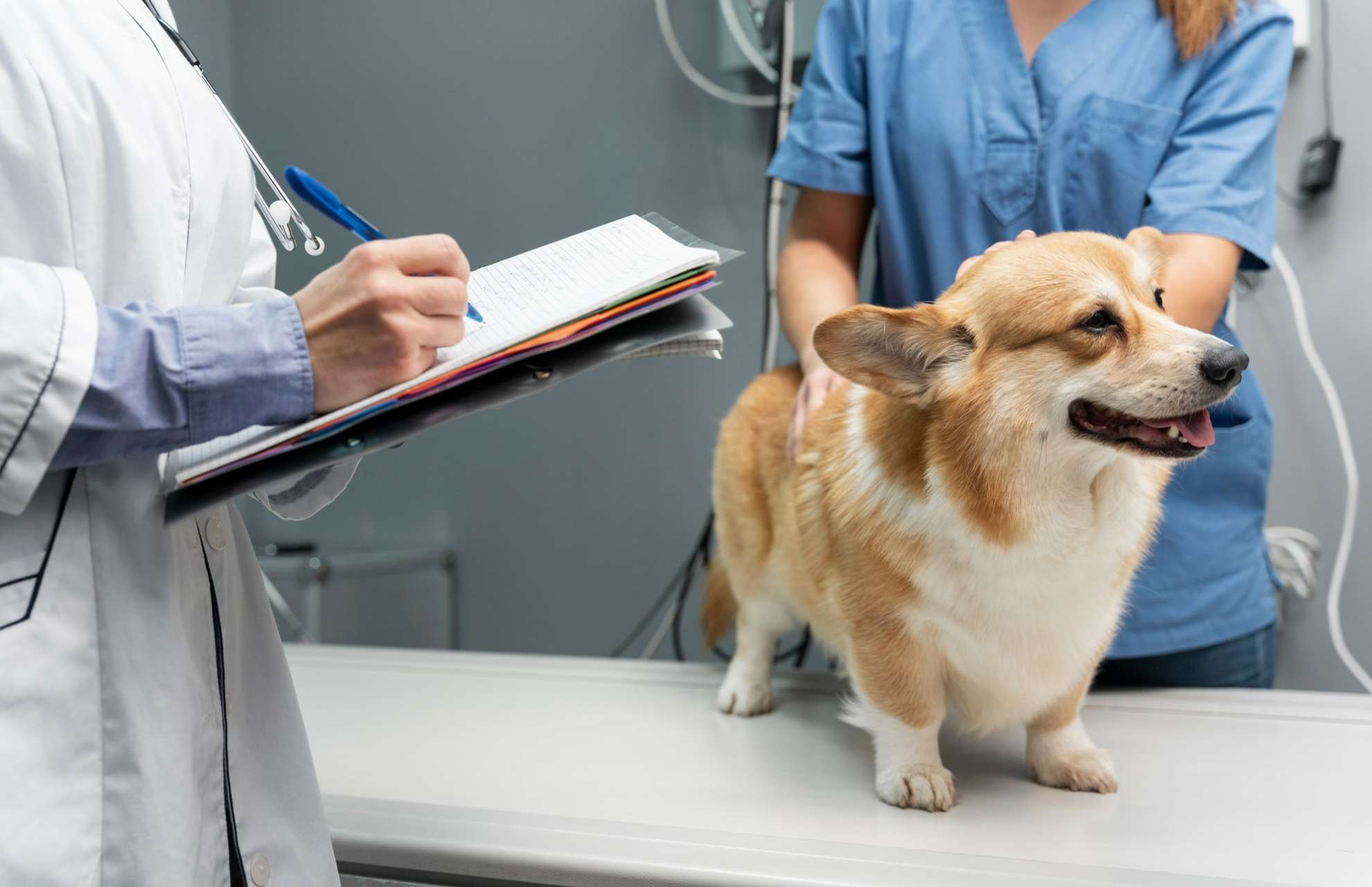dog during its appointment at veterinary clinic
